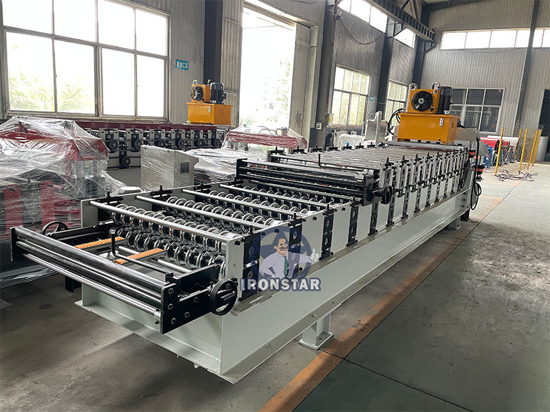 “Ironstar Factory Direct Supply 836 Wave Sheet 828 Roof Tile Double Layer Roll Forming Machine Flying Cutting Two In One Roof Tile Making Machinery Automatic PLC Control Roofing Production Line"